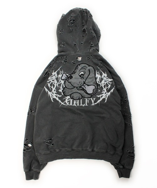 GALFY(ガルフィー)の「GALFY/ガルフィー/大ダメージロンパーカー(パーカー・メンズ・アッシュ/ブルーグレー/ブラック・M/XL/L)」の4枚目の写真