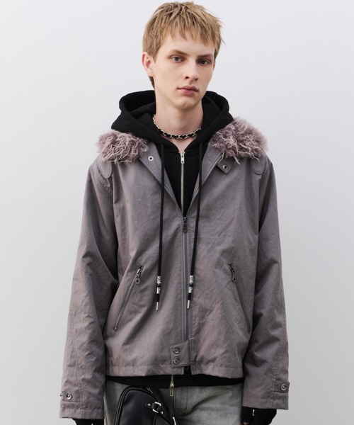AIVER(アイバー)の「AIVER ファー襟脱着モトクロスジャケット(その他アウター・メンズ・グレー/ブラック・SMALL/LARGE/MEDIUM)」の2枚目の写真