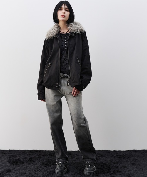 AIVER(アイバー)の「AIVER ファー襟脱着モトクロスジャケット(その他アウター・メンズ・グレー/ブラック・SMALL/LARGE/MEDIUM)」の10枚目の写真