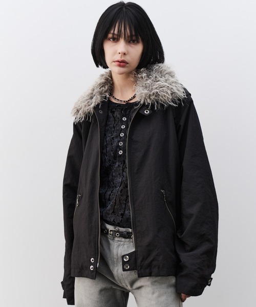 AIVER(アイバー)の「AIVER ファー襟脱着モトクロスジャケット(その他アウター・メンズ・グレー/ブラック・SMALL/LARGE/MEDIUM)」の6枚目の写真