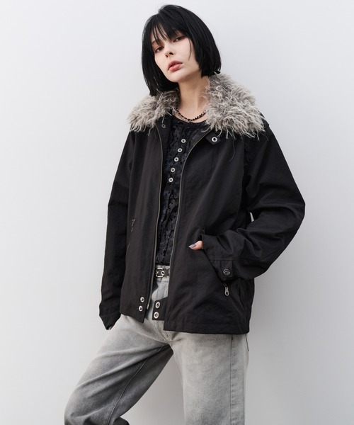 AIVER(アイバー)の「AIVER ファー襟脱着モトクロスジャケット(その他アウター・メンズ・グレー/ブラック・SMALL/LARGE/MEDIUM)」の9枚目の写真