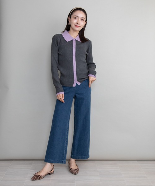 lodie（ロディ）の「襟付バイカラーニットカーデ（カーディガン/ボレロ・レディース・チャコールグレー/ブラック/グレー・FREE）」の17枚目の写真