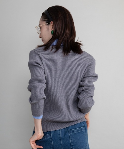 lodie（ロディ）の「襟付バイカラーニットカーデ（カーディガン/ボレロ・レディース・チャコールグレー/ブラック/グレー・FREE）」の13枚目の写真