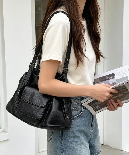 Miniministore(ミニミニストア)の「トートバッグレディース肩掛けバッグ大容量(トートバッグ・レディース・ダークブラウン/ブラック・FREE)」の6枚目の写真