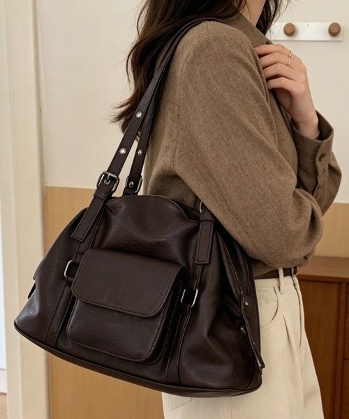 Miniministore(ミニミニストア)の「トートバッグレディース肩掛けバッグ大容量(トートバッグ・レディース・ダークブラウン/ブラック・FREE)」の7枚目の写真