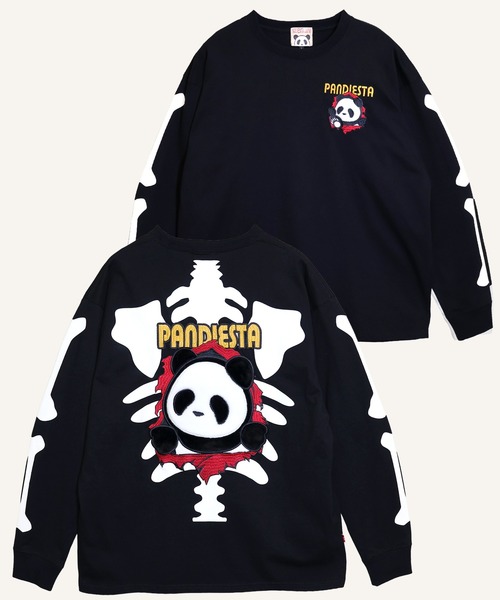PANDIESTA(パンディエスタ)の「パンダボーン飛び出しロンT(M2)(Tシャツ/カットソー・メンズ・ブラック・L/XXL/XL)」の1枚目の写真