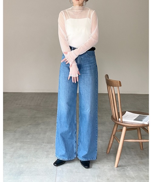 She's Closet(シーズクローゼット)の「長袖 サムホール プチハイネック シアートップス ロングTシャツ(Tシャツ/カットソー・レディース・ブラック/ボルドー/ブラウン/オフホワイト・FREE)」の18枚目の写真