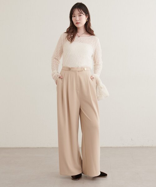 natural couture(ナチュラルクチュール)の「チュールドットリバーシブルレース(Tシャツ/カットソー・レディース・サックスブルー/チャコールグレー/ブラウン/アイボリー/ライトベージュ・FREE)」の22枚目の写真