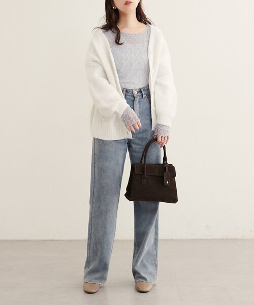 natural couture(ナチュラルクチュール)の「チュールドットリバーシブルレース(Tシャツ/カットソー・レディース・サックスブルー/チャコールグレー/ブラウン/アイボリー/ライトベージュ・FREE)」の16枚目の写真