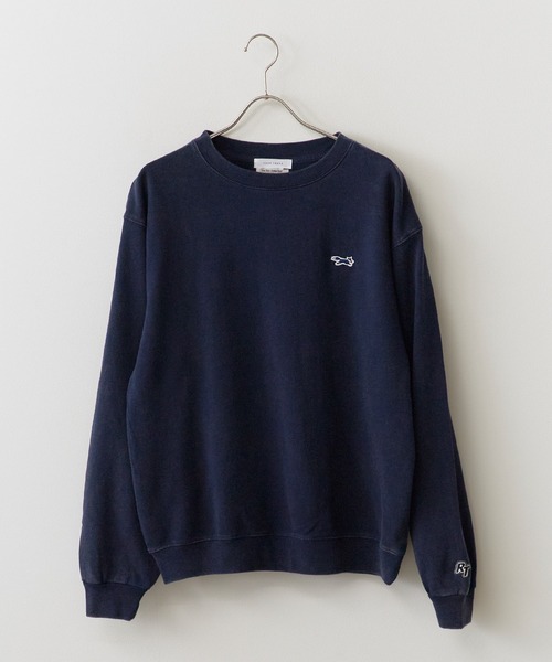 仿舊加工品牌Logo狐狸刺繡長袖大學T