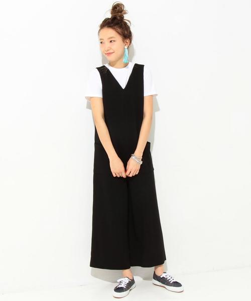 Another Edition（アナザーエディション）の「【WEB店舗限定】ポンチVネックオールインワン/ aeBC ポンチ V/N AIO◆（つなぎ/オールインワン・レディース・ブラック/オリーブ/シャーベット・フリー）」の9枚目の写真