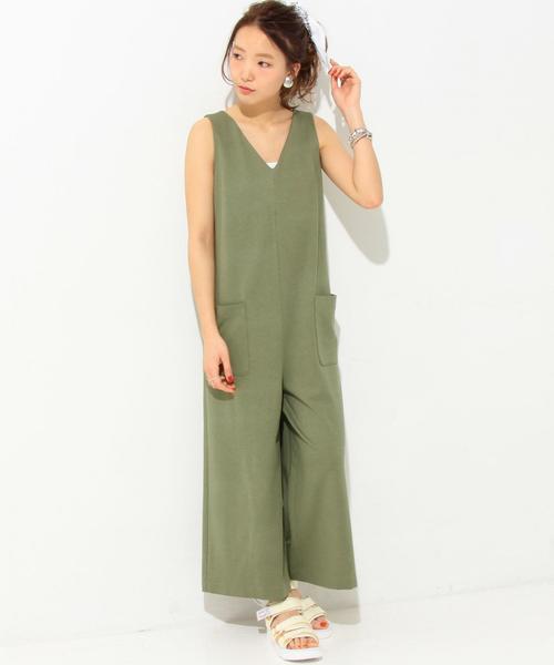 Another Edition（アナザーエディション）の「【WEB店舗限定】ポンチVネックオールインワン/ aeBC ポンチ V/N AIO◆（つなぎ/オールインワン・レディース・ブラック/オリーブ/シャーベット・フリー）」の12枚目の写真