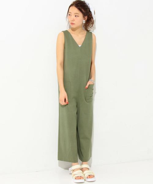 Another Edition（アナザーエディション）の「【WEB店舗限定】ポンチVネックオールインワン/ aeBC ポンチ V/N AIO◆（つなぎ/オールインワン・レディース・ブラック/オリーブ/シャーベット・フリー）」の13枚目の写真