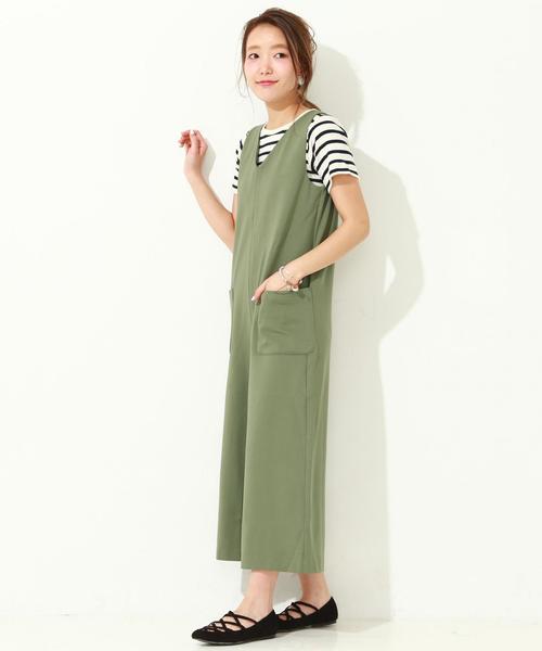 Another Edition（アナザーエディション）の「【WEB店舗限定】ポンチVネックオールインワン/ aeBC ポンチ V/N AIO◆（つなぎ/オールインワン・レディース・ブラック/オリーブ/シャーベット・フリー）」の20枚目の写真