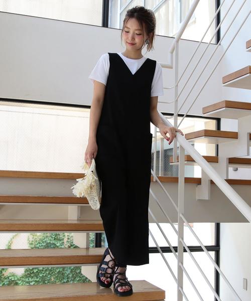 Another Edition（アナザーエディション）の「【WEB店舗限定】ポンチVネックオールインワン/ aeBC ポンチ V/N AIO◆（つなぎ/オールインワン・レディース・ブラック/オリーブ/シャーベット・フリー）」の21枚目の写真