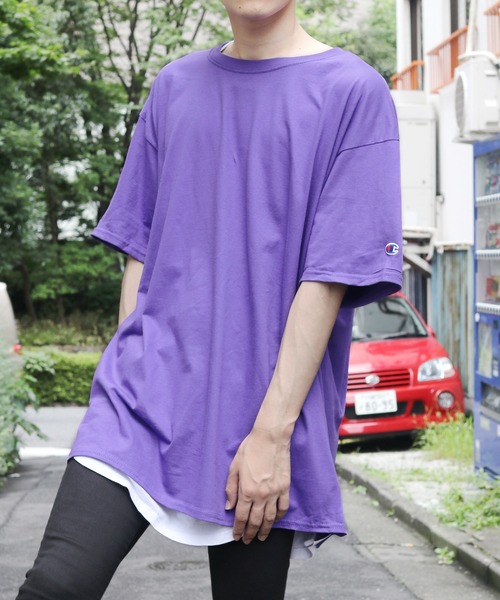 ROOPTOKYO(ループトウキョウ)の「Champion Authentic T-SHIRTS/ チャンピオン コットン Tシャツ(1/2スリーブ)(Tシャツ/カットソー)」|パープル