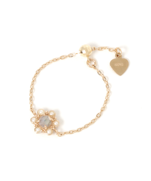 ムーンストーン♡～18号【ノワールドプーペ】K10 チェーンリング♪アガット ムーンストーン♡～18号【ノワールドプーペ】K10 チェーンリング