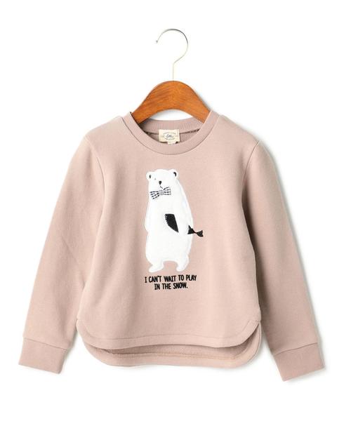 green label relaxing（グリーンレーベルリラクシング）の「【KIDS】ウラケ クマパッチワークプルオーバー ロングスリーブ◆（スウェット・キッズ・ライトグレー/ベージュ・125/105/115/95）」の7枚目の写真