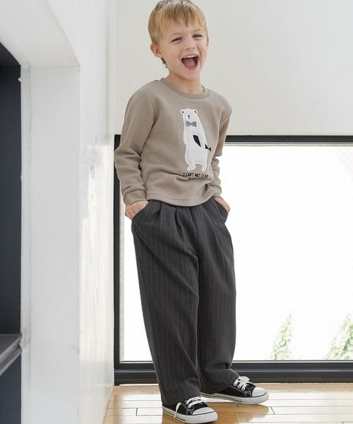 green label relaxing（グリーンレーベルリラクシング）の「【KIDS】ウラケ クマパッチワークプルオーバー ロングスリーブ◆（スウェット・キッズ・ライトグレー/ベージュ・125/105/115/95）」の8枚目の写真