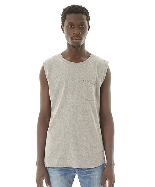 DAILY STANDARD by SANDINISTA（デイリースタンダードバイサンディニスタ）の「Cadet Sleeveless Pocket Tee / スリーブレスポケットトップ（タンクトップ・メンズ・ネイビー/チャコールグレー/ホワイト/ブラック/ヘザーグレー・X-LARGE/MEDIUM/X-SMALL/LARGE/SMALL）」の4枚目の写真