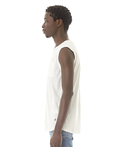 DAILY STANDARD by SANDINISTA（デイリースタンダードバイサンディニスタ）の「Cadet Sleeveless Pocket Tee / スリーブレスポケットトップ（タンクトップ・メンズ・ネイビー/チャコールグレー/ホワイト/ブラック/ヘザーグレー・X-LARGE/MEDIUM/X-SMALL/LARGE/SMALL）」の7枚目の写真