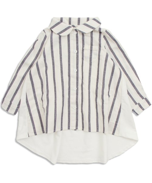 apres les cours（アプレレクール）の「ストライプシャツチュニック（チュニック・キッズ・ネイビー/オフホワイト・80/110/130/140/100/120/90）」の9枚目の写真