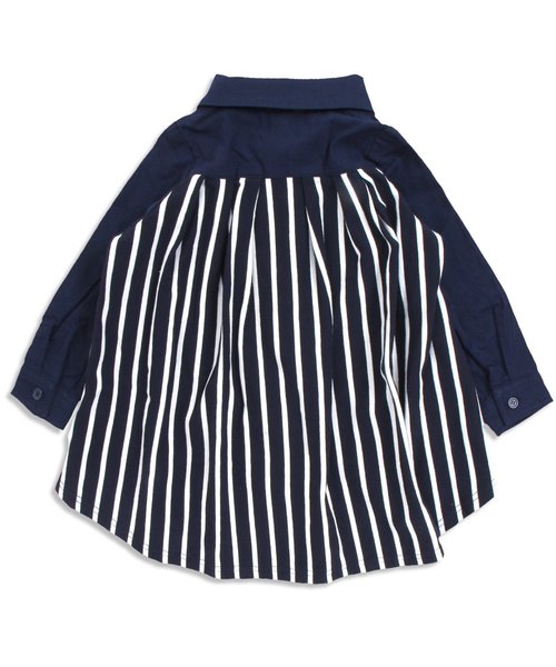 apres les cours（アプレレクール）の「ストライプシャツチュニック（チュニック・キッズ・ネイビー/オフホワイト・80/110/130/140/100/120/90）」の10枚目の写真