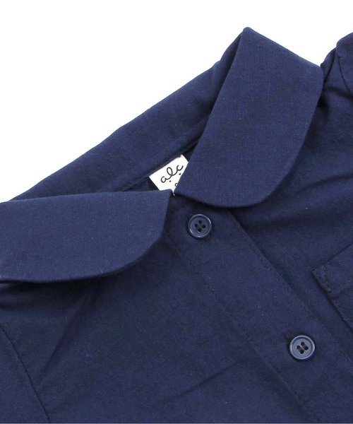 apres les cours（アプレレクール）の「ストライプシャツチュニック（チュニック・キッズ・ネイビー/オフホワイト・80/110/130/140/100/120/90）」の3枚目の写真