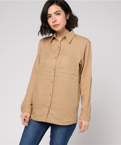 SLY（スライ）の「ジャガードSTRIPE RELAX SH（シャツ/ブラウス・レディース・オフホワイト/カーキ/ベージュ・FREE）」の6枚目の写真