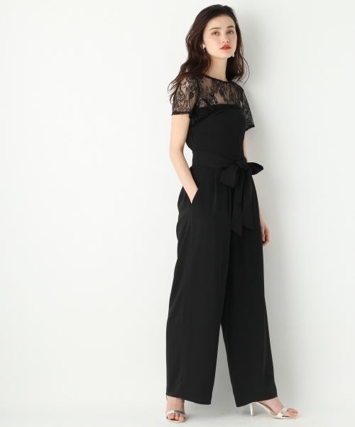 A part by(アパートバイ)の「【WEB限定アイテム/結婚式にも】レース2Pサロペット 761656 (サロペット/オーバーオール・レディース・ベージュ/ブラック/ライトブルー・LARGE/MEDIUM)」の4枚目の写真