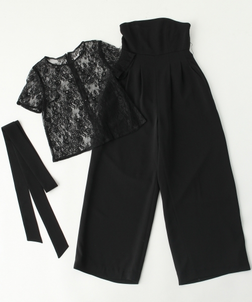 A part by(アパートバイ)の「【WEB限定アイテム/結婚式にも】レース2Pサロペット 761656 (サロペット/オーバーオール・レディース・ベージュ/ブラック/ライトブルー・LARGE/MEDIUM)」の11枚目の写真