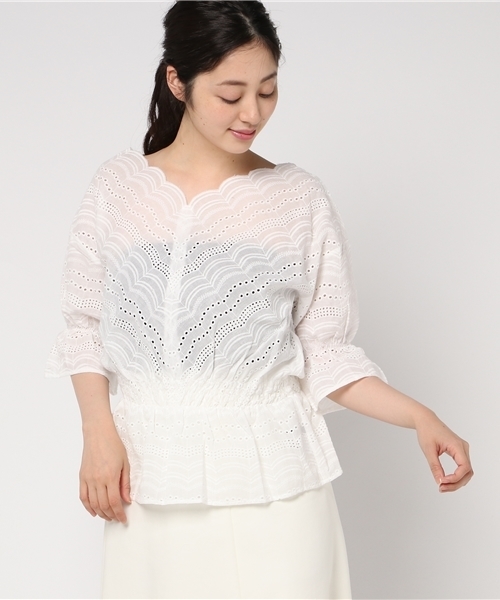 VENCEEXCHANGE(ヴァンスエクスチェンジ)の「エンブロイダリーレースプルオーバー(シャツ/ブラウス・レディース・ブラック/オフホワイト・MEDIUM)」の10枚目の写真