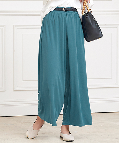 Pierrot（ピエロ）の「レーヨン混ガウチョワイドパンツ（その他パンツ・レディース・チャコールグレー/杢グレー/ピンクベージュ/イエロー系その他/ブラック/カーキオリーブ/ブラウン系その他/ネイビー/グリーン系その他/サンドベージュ・L/M）」の8枚目の写真