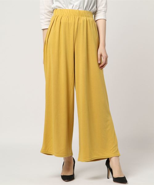 Pierrot（ピエロ）の「レーヨン混ガウチョワイドパンツ（その他パンツ・レディース・チャコールグレー/杢グレー/ピンクベージュ/イエロー系その他/ブラック/カーキオリーブ/ブラウン系その他/ネイビー/グリーン系その他/サンドベージュ・L/M）」の18枚目の写真