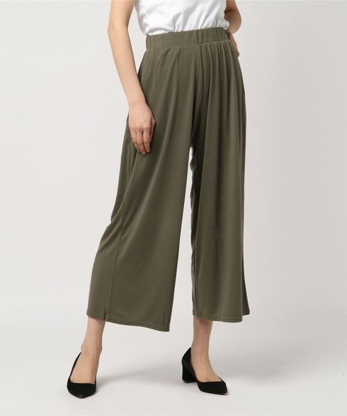 Pierrot（ピエロ）の「レーヨン混ガウチョワイドパンツ（その他パンツ・レディース・チャコールグレー/杢グレー/ピンクベージュ/イエロー系その他/ブラック/カーキオリーブ/ブラウン系その他/ネイビー/グリーン系その他/サンドベージュ・L/M）」の7枚目の写真