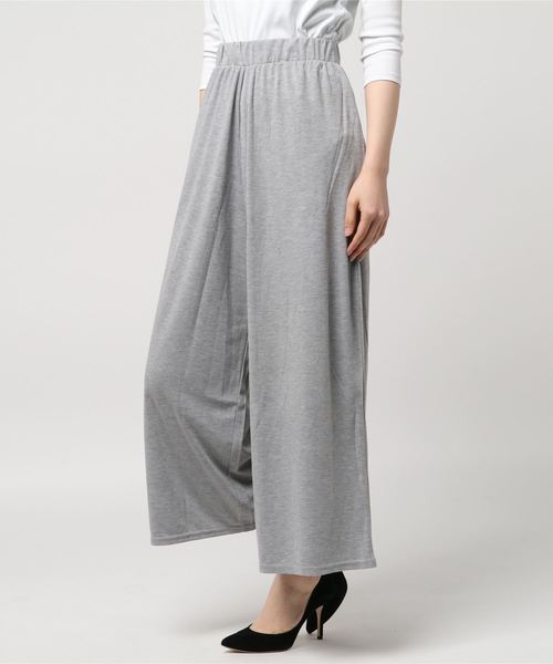 Pierrot（ピエロ）の「レーヨン混ガウチョワイドパンツ（その他パンツ・レディース・チャコールグレー/杢グレー/ピンクベージュ/イエロー系その他/ブラック/カーキオリーブ/ブラウン系その他/ネイビー/グリーン系その他/サンドベージュ・L/M）」の4枚目の写真