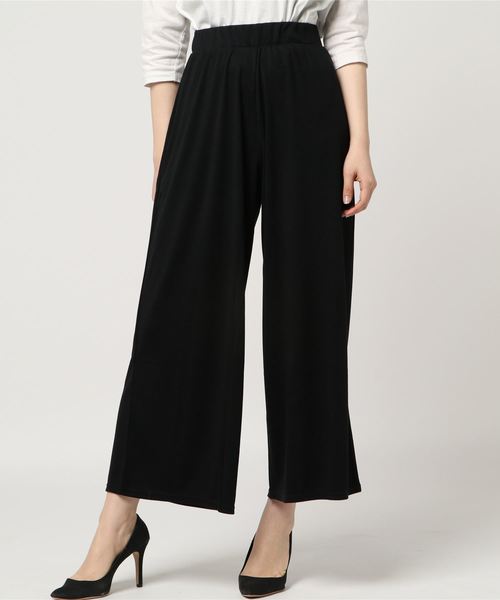 Pierrot（ピエロ）の「レーヨン混ガウチョワイドパンツ（その他パンツ・レディース・チャコールグレー/杢グレー/ピンクベージュ/イエロー系その他/ブラック/カーキオリーブ/ブラウン系その他/ネイビー/グリーン系その他/サンドベージュ・L/M）」の2枚目の写真