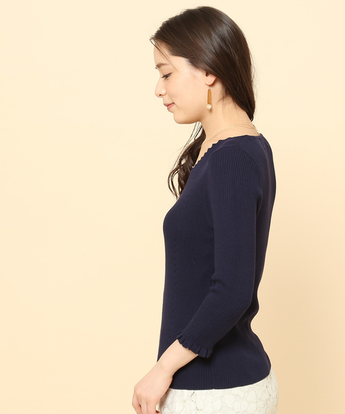 ROPE' PICNIC（ロペピクニック）の「ギザギザ衿リブプルオーバー（ニット/セーター・レディース・ホワイト/グリーン/ネイビー・38/40）」の7枚目の写真