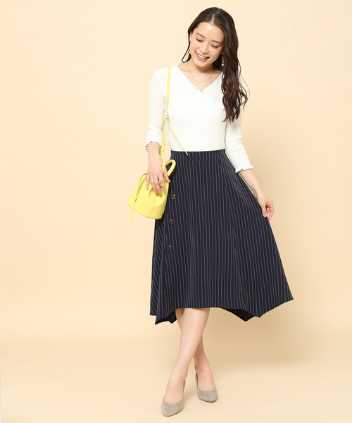 ROPE' PICNIC（ロペピクニック）の「ギザギザ衿リブプルオーバー（ニット/セーター・レディース・ホワイト/グリーン/ネイビー・38/40）」の4枚目の写真