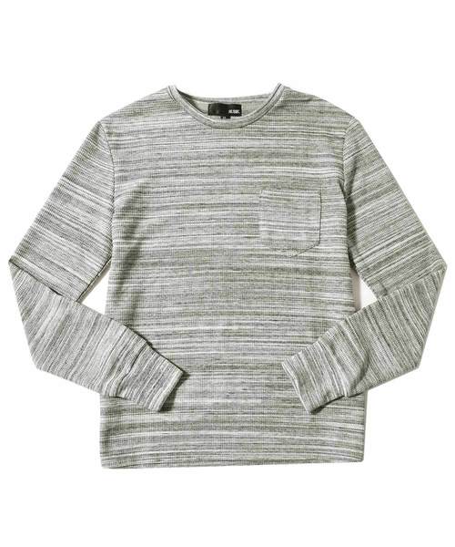 メンズ長袖ワッフル胸ポケット付きロンT（Tシャツ/カットソー