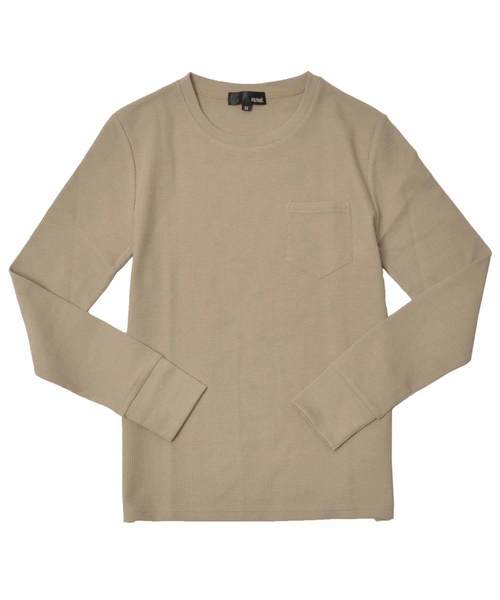 メンズ長袖ワッフル胸ポケット付きロンT（Tシャツ/カットソー