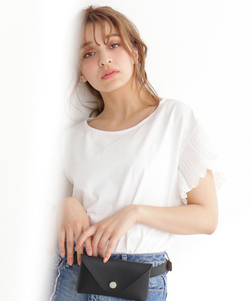 FREE'S MART(フリーズマート)の「プリーツスリーブシルケットカットソー●(Tシャツ/カットソー・レディース・ホワイト/ブルー/ネイビー/カーキ・FREE)」の2枚目の写真