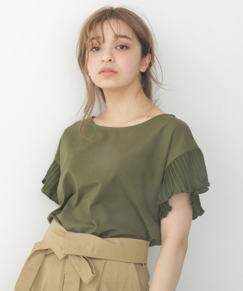 FREE'S MART(フリーズマート)の「プリーツスリーブシルケットカットソー●(Tシャツ/カットソー・レディース・ホワイト/ブルー/ネイビー/カーキ・FREE)」の3枚目の写真