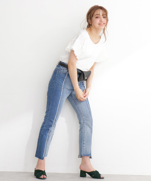 FREE'S MART(フリーズマート)の「プリーツスリーブシルケットカットソー●(Tシャツ/カットソー・レディース・ホワイト/ブルー/ネイビー/カーキ・FREE)」の9枚目の写真