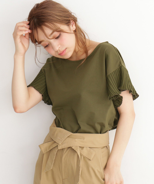 FREE'S MART(フリーズマート)の「プリーツスリーブシルケットカットソー●(Tシャツ/カットソー・レディース・ホワイト/ブルー/ネイビー/カーキ・FREE)」の11枚目の写真