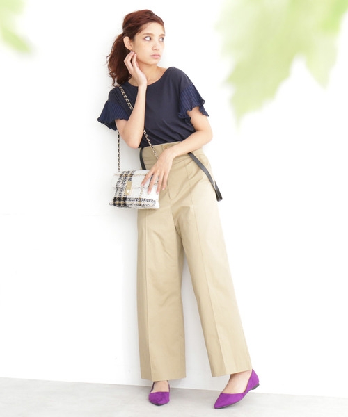 FREE'S MART(フリーズマート)の「プリーツスリーブシルケットカットソー●(Tシャツ/カットソー・レディース・ホワイト/ブルー/ネイビー/カーキ・FREE)」の18枚目の写真