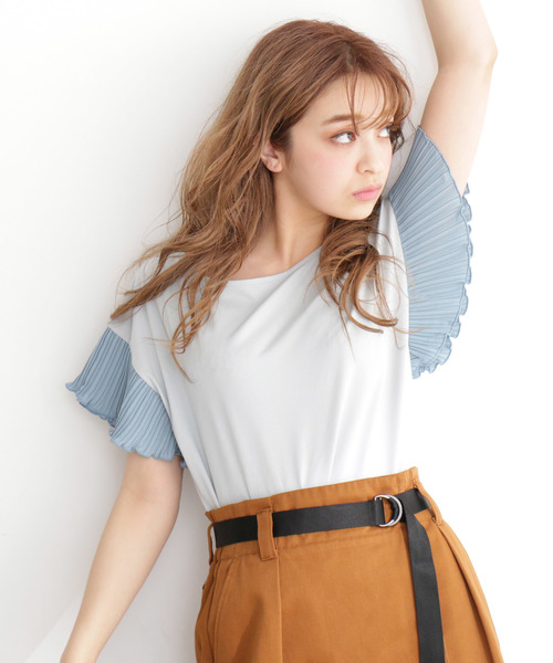 FREE'S MART(フリーズマート)の「プリーツスリーブシルケットカットソー●(Tシャツ/カットソー・レディース・ホワイト/ブルー/ネイビー/カーキ・FREE)」の20枚目の写真