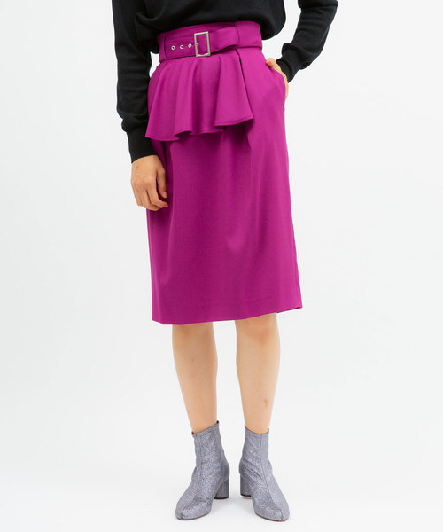 UNITED TOKYO（ユナイテッドトウキョウ）の「ベルテッドラッフルタイトスカート（スカート・レディース・パープル/ブラック/グレー・1）」の5枚目の写真