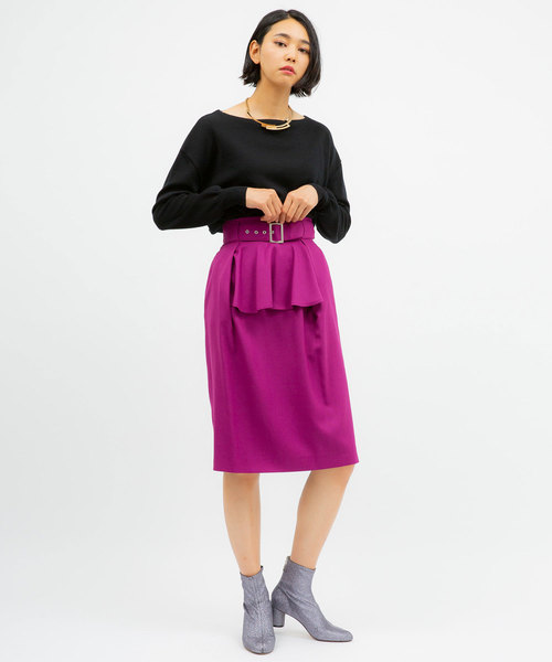 UNITED TOKYO（ユナイテッドトウキョウ）の「ベルテッドラッフルタイトスカート（スカート・レディース・パープル/ブラック/グレー・1）」の12枚目の写真