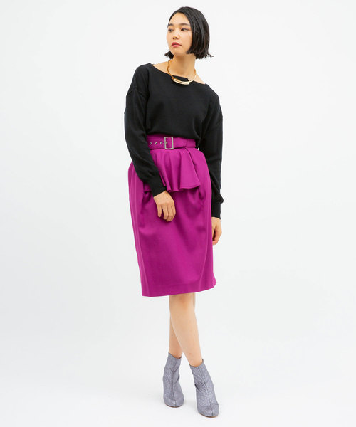 UNITED TOKYO（ユナイテッドトウキョウ）の「ベルテッドラッフルタイトスカート（スカート・レディース・パープル/ブラック/グレー・1）」の13枚目の写真